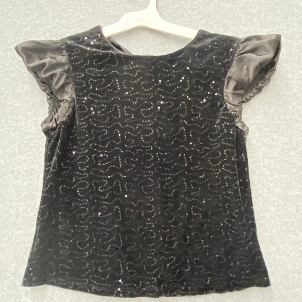Vintage 90s Nanette Lepore top Size S Velvet Sequin Black Babydoll Witchy Goth